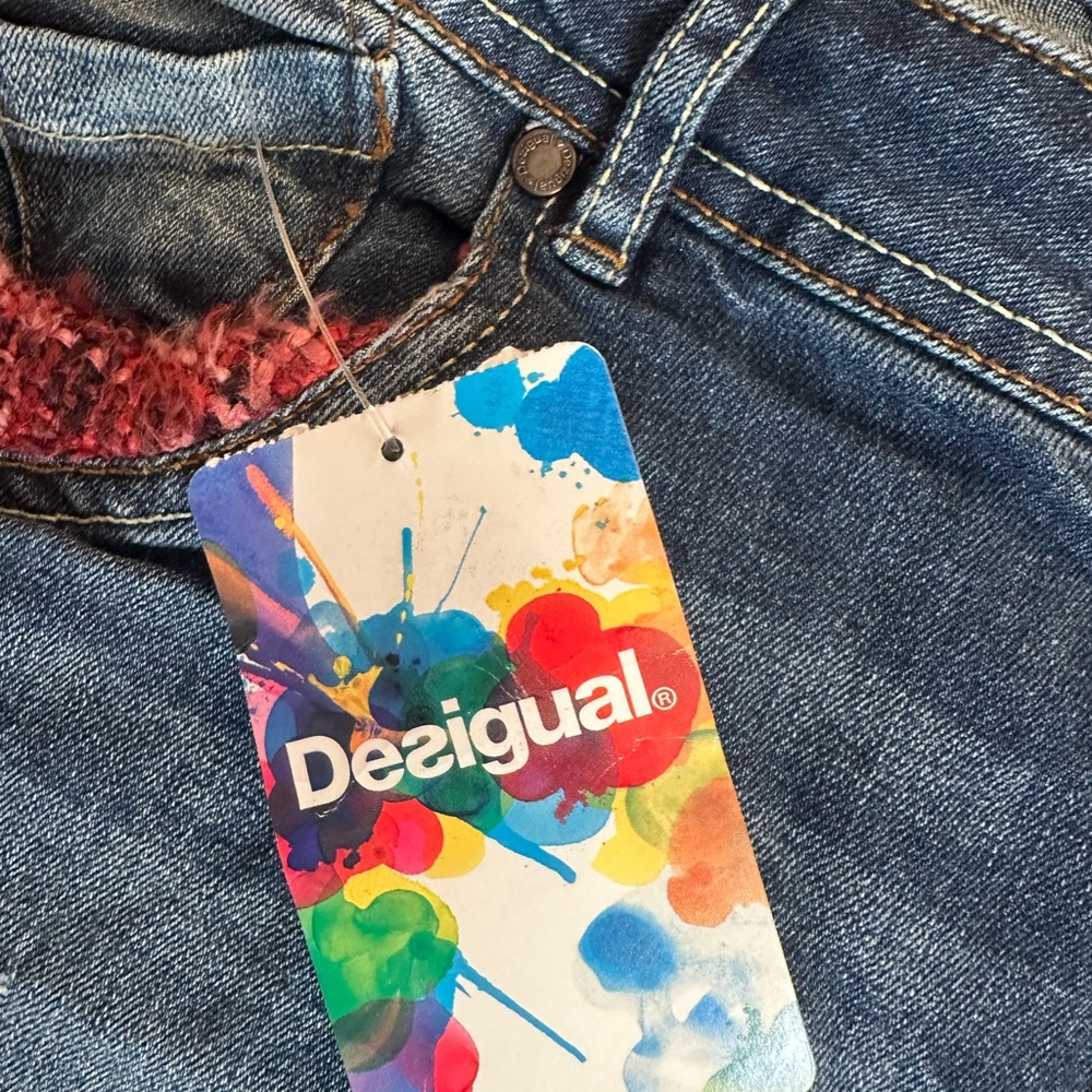 Desigual Blue Women's Jeans with Red Accents - Picture 5 of 8